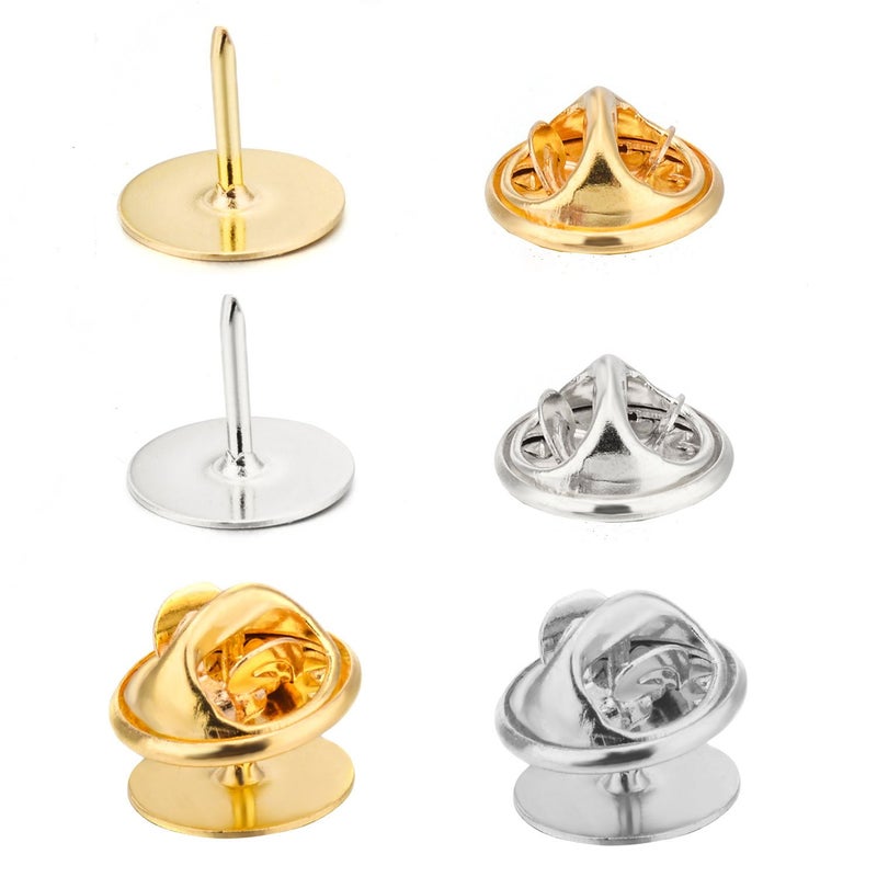 Canomo 50 Pairs Butterfly Clutch Tie Tacks Pin Backs with 10mm Blank Pins(Silver and Gold) - Image 1